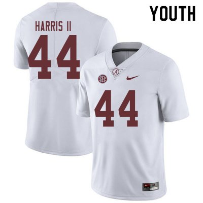 NCAA Youth Alabama Crimson Tide #44 Kevin Harris II Stitched College 2019 Nike Authentic White Football Jersey ZS17D65BR